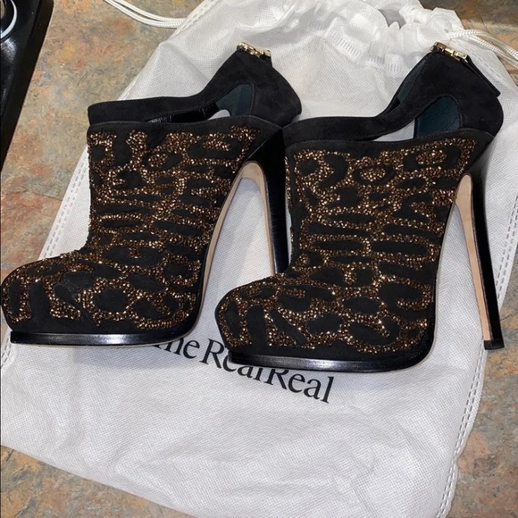 Authentic Fendi Embellished Platform Booties Size 37 - Picture 11 of 13